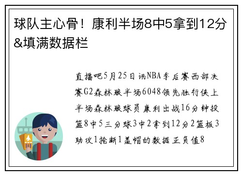 球队主心骨！康利半场8中5拿到12分&填满数据栏